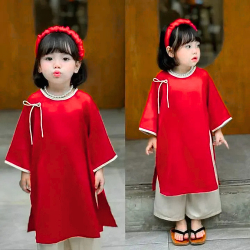 Plain Red & White Baby Girl Full Suit