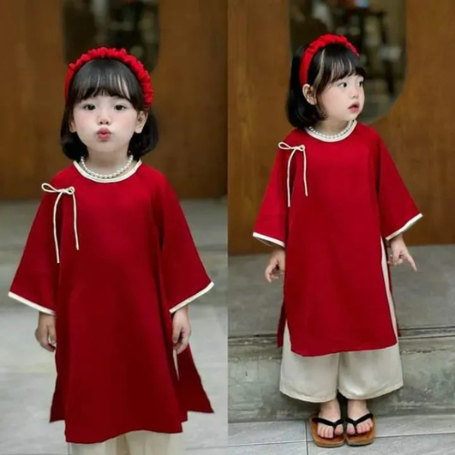 Plain Red & White Baby Girl Full Suit