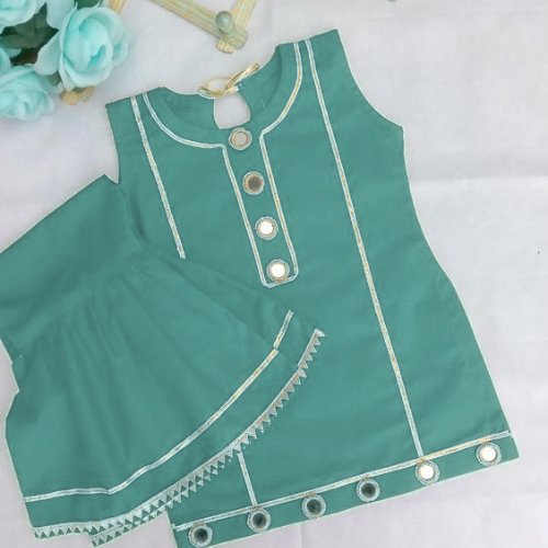 Red Cotton Baby Girl Kurta Sharara Set
