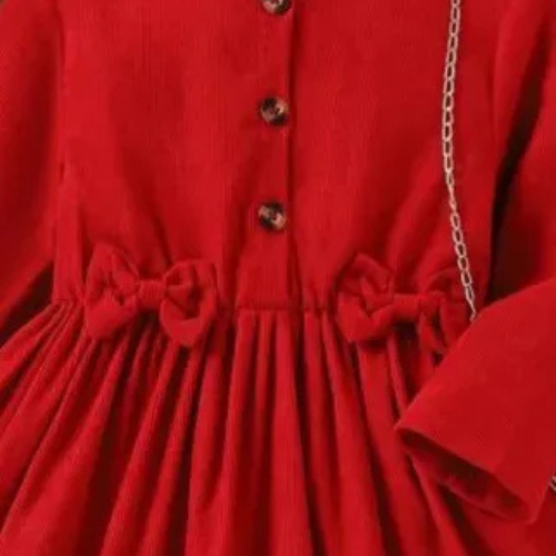 Red Full Sleeve Winter Baby Girl Frock