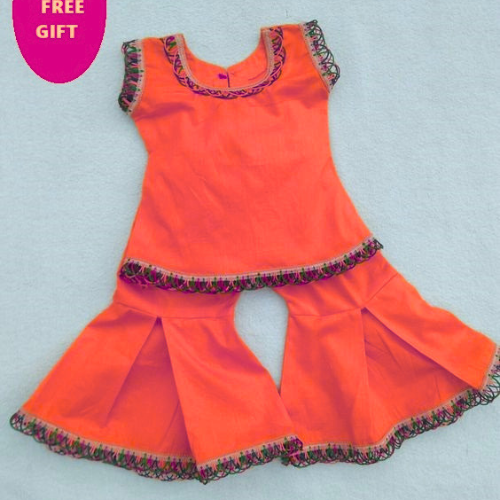 Yellow Cotton Baby Girls Sharara Dress