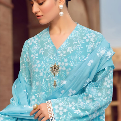 Sky Blue Floral Elegance – Graceful Eastern Wear Look
