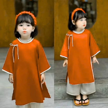 Plain Red & White Baby Girl Full Suit