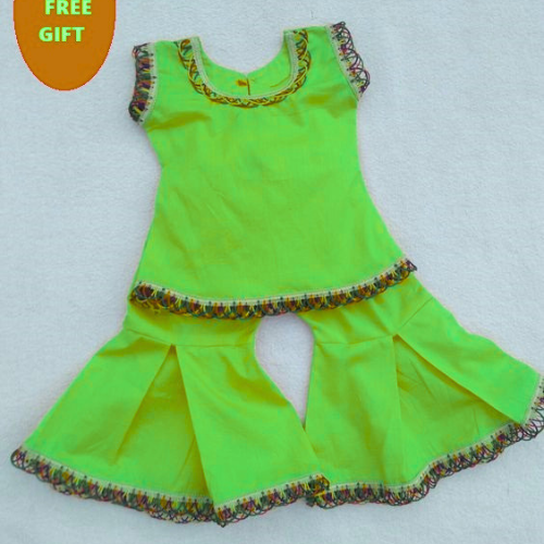 Yellow Cotton Baby Girls Sharara Dress