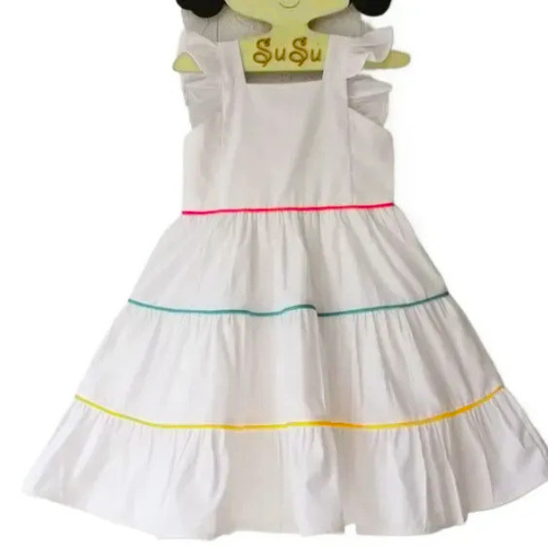 Plain White Cotton Baby Girl Frock
