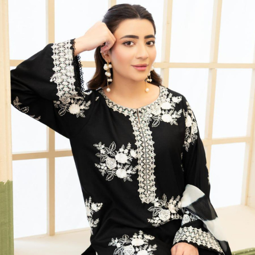 Black & White Embroidered Lawn Suit