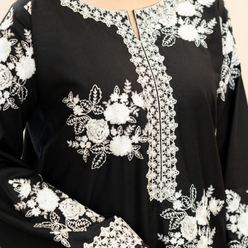Black & White Embroidered Lawn Suit