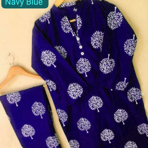 Stylish New Leaf Print 2PC Stitched Dress