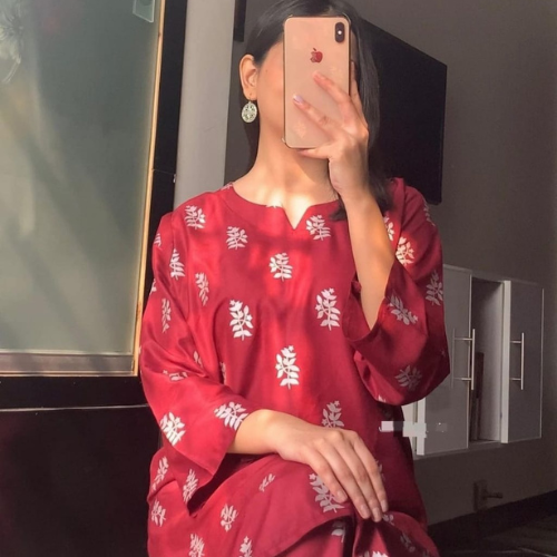 Elegant Saleeha Block Print 2PC Dress for Women