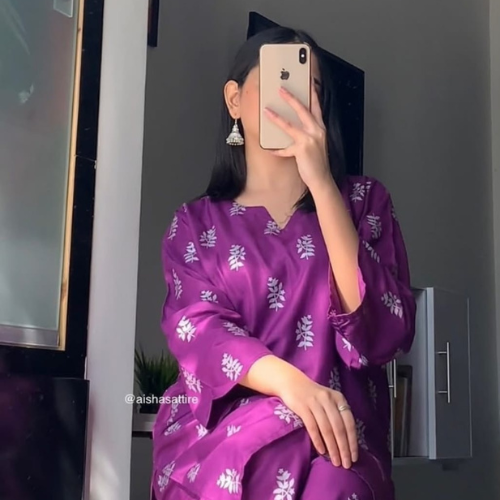 Elegant Saleeha Block Print 2PC Dress for Women
