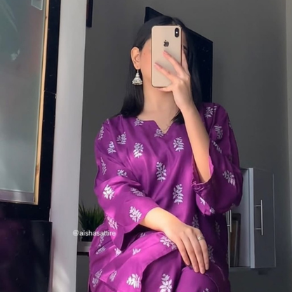 Elegant Saleeha Block Print 2PC Dress for Women
