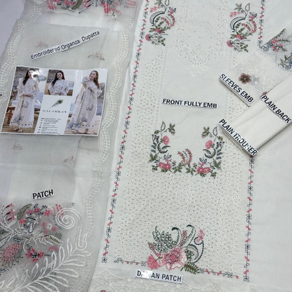 Elegant Ivory Floral Embroidered Maxi Dress for Women