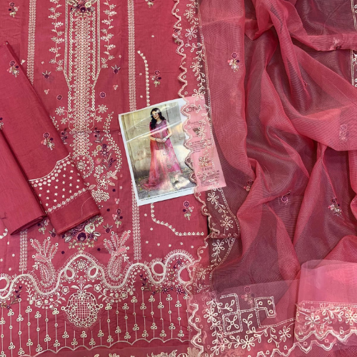 Elegant Dusty Rose Embroidered Maxi Dress for Women