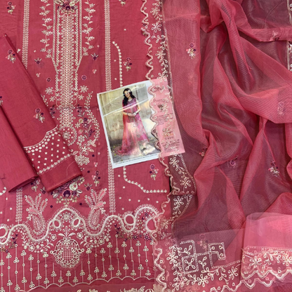 Elegant Dusty Rose Embroidered Maxi Dress for Women