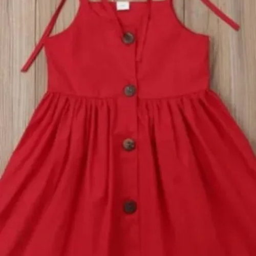 Plain Cotton Lawn Red Baby Girls Frock
