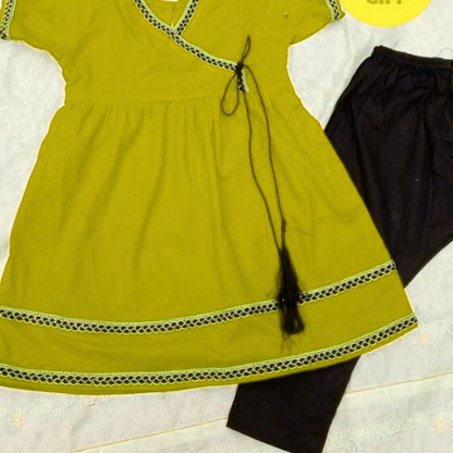 Red & Black Cotton Baby Girl Frock with Trouser