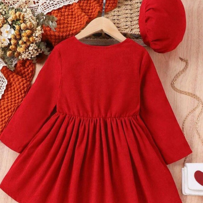 Red Full Sleeve Winter Baby Girl Frock
