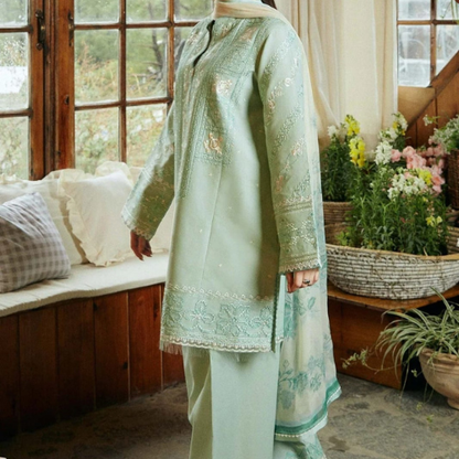 Mint Green Embroidered Lawn Suit