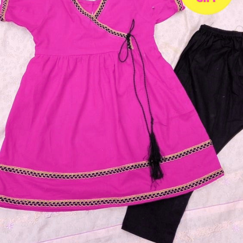 Red & Black Cotton Baby Girl Frock with Trouser