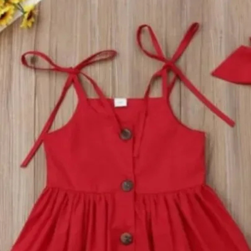 Plain Cotton Lawn Red Baby Girls Frock