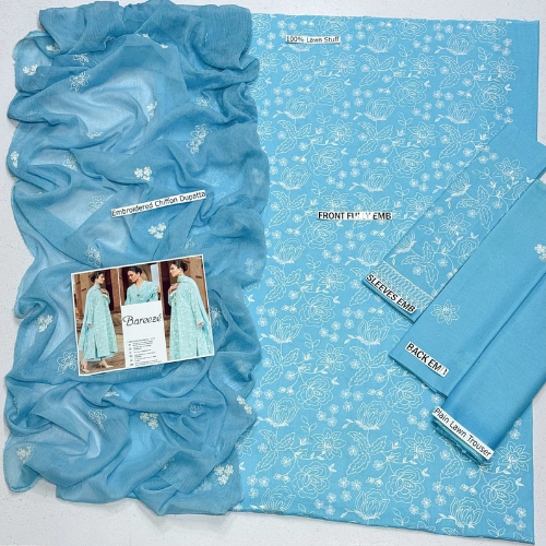 Sky Blue Floral Elegance – Graceful Eastern Wear Look