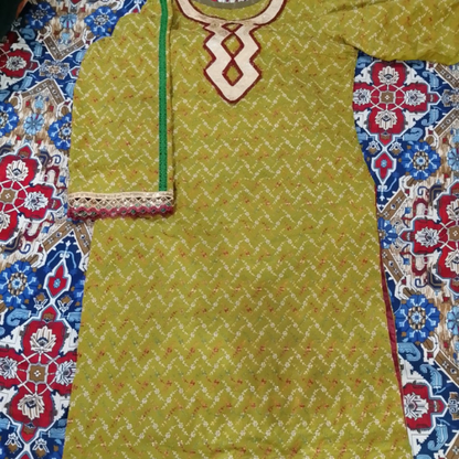 Printed Kurti with Embroidered Neckline
