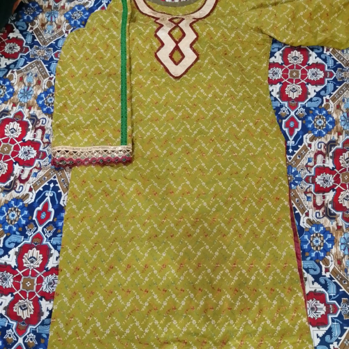 Printed Kurti with Embroidered Neckline